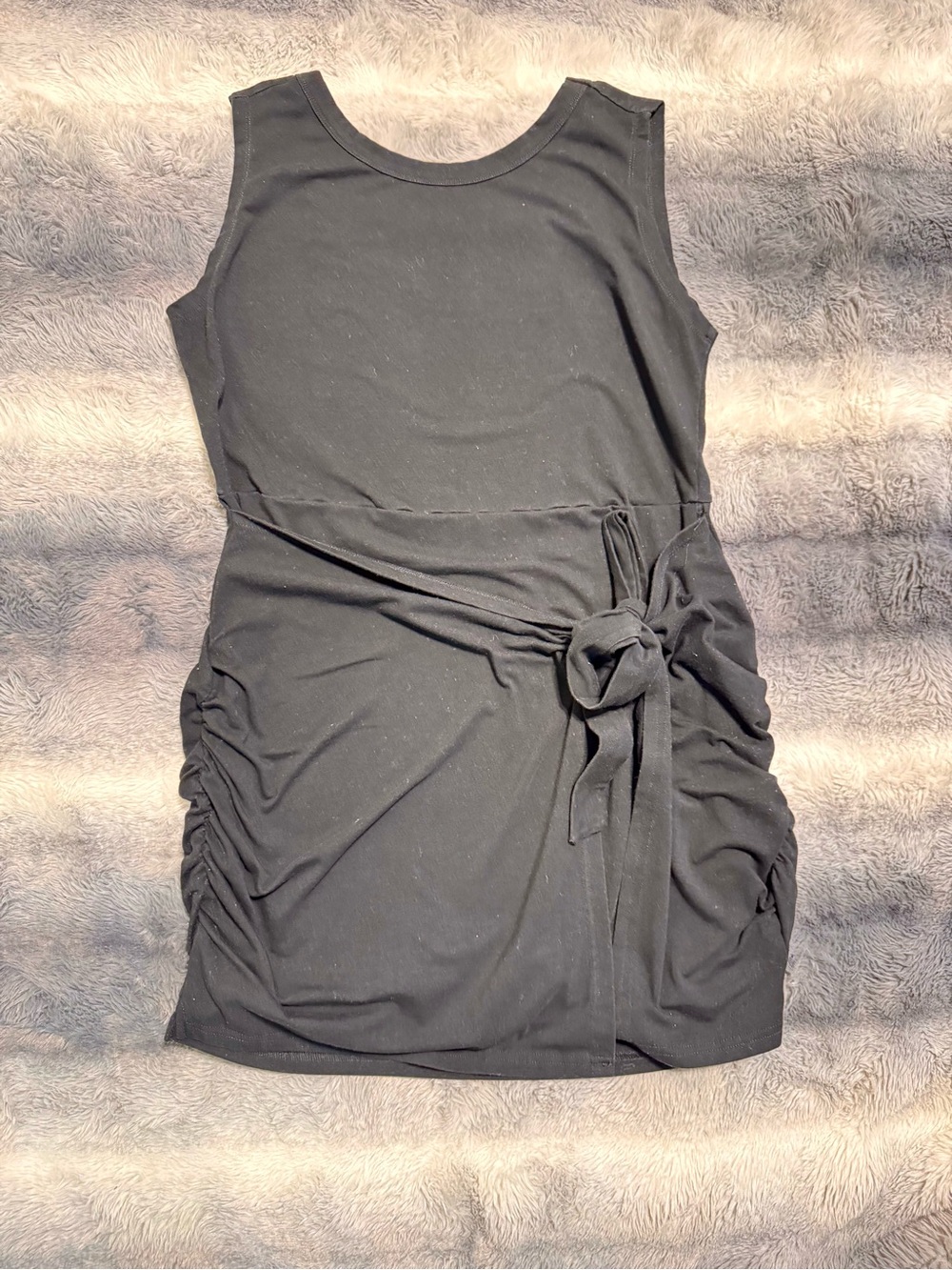 Women's Black Tie-Waist Sleeveless Dress